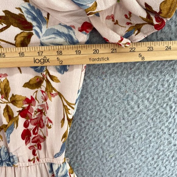 Vince Camuto Dress Womens Medium Beige Multi Floral Fit & Flare Flutter Sleeve - Picture 7 of 9